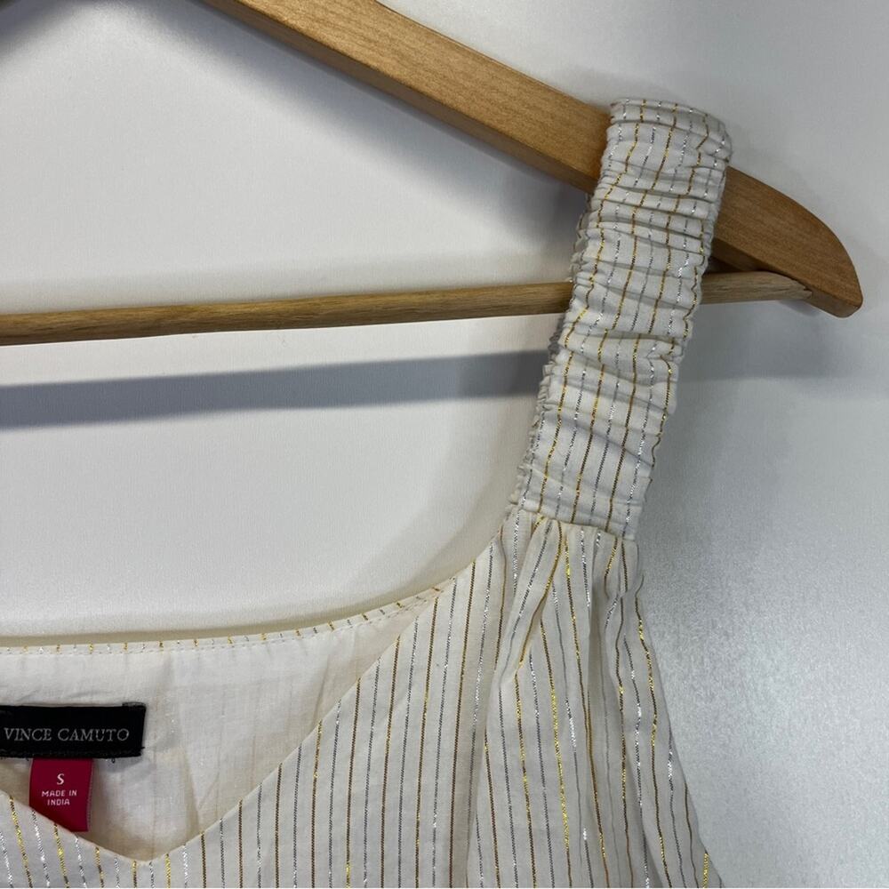 Vince Camuto Ivory Metallic Stripe Tank Top - Picture 3 of 10